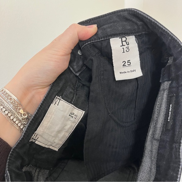 R13 Boy Straight Distressed Jean in Black Size 25 - Picture 5 of 6